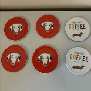 New 6 “5” ceramic coasters with dachshund on them